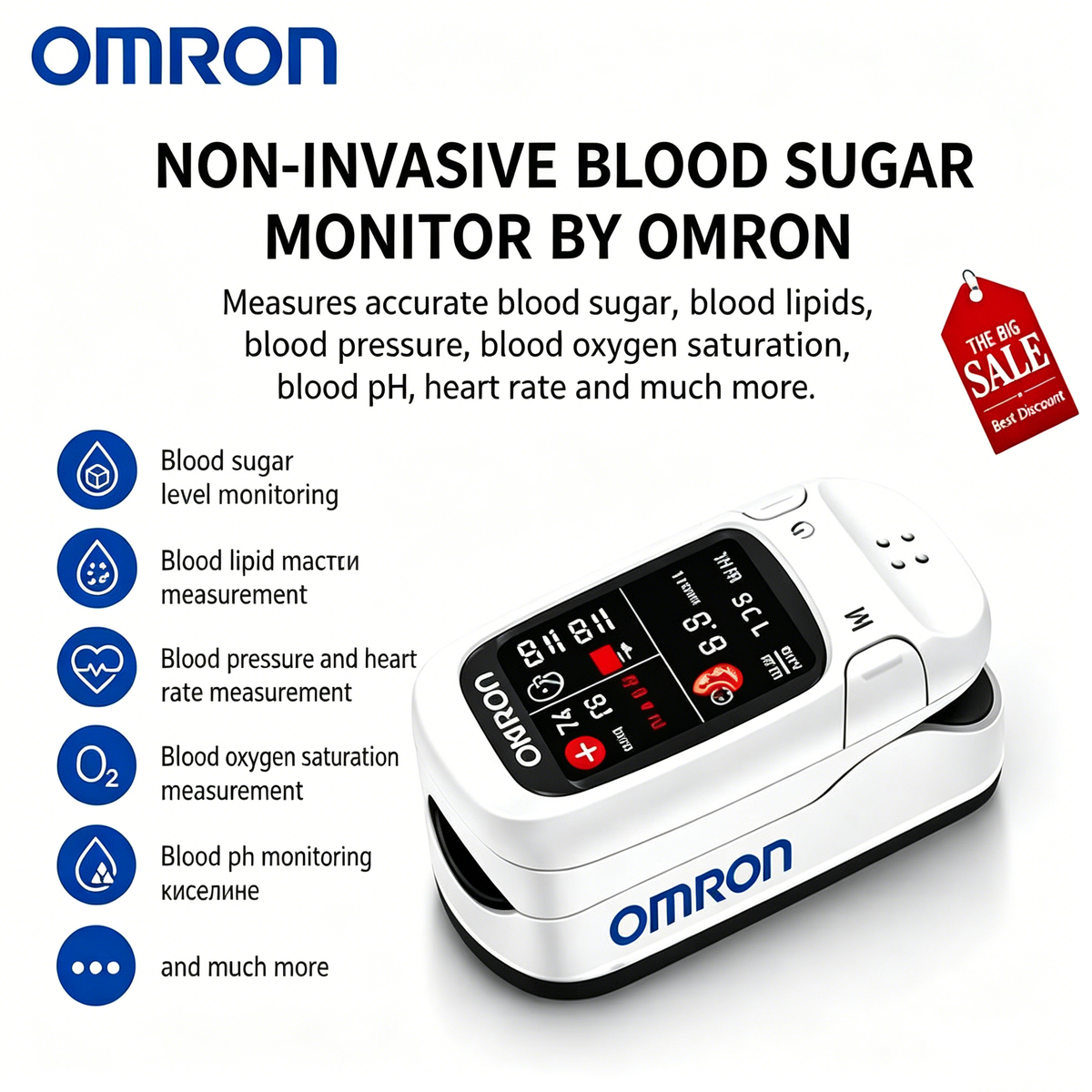 Omron™ 2026 New Smart Non-Invasive Blood Glucose Monitor – Needle-Free Measurement