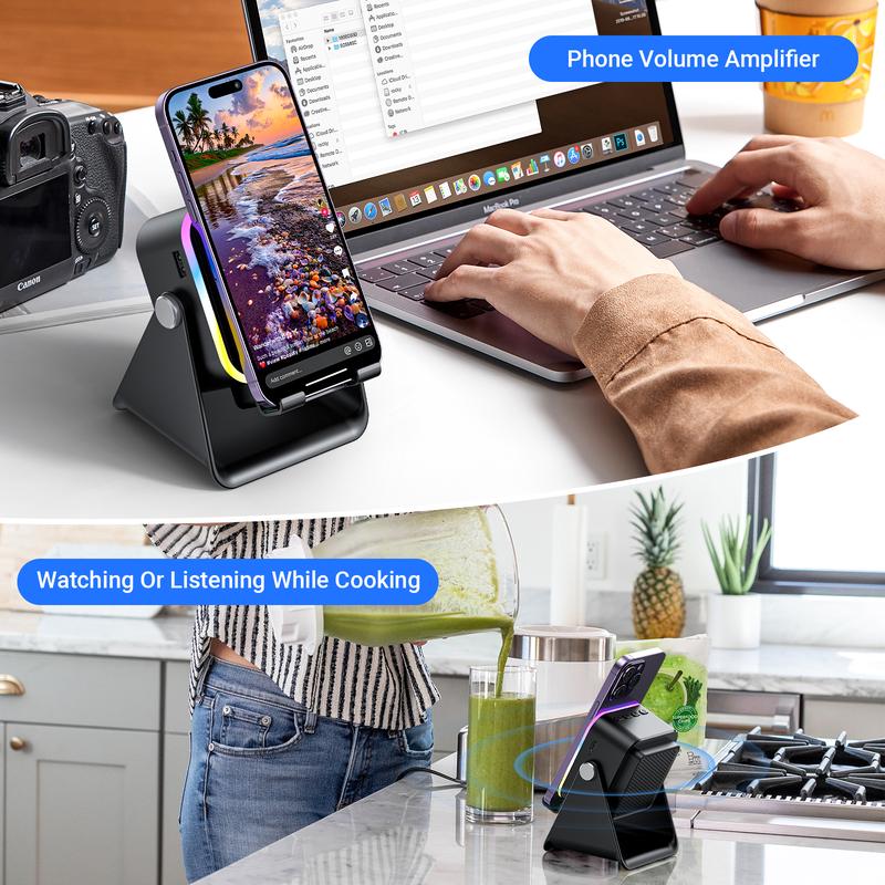 π 50% OFF 5-IN-1 WIRELESS SPEAKER STAND! π Induction Audio, Phone Holder & Ambient Light