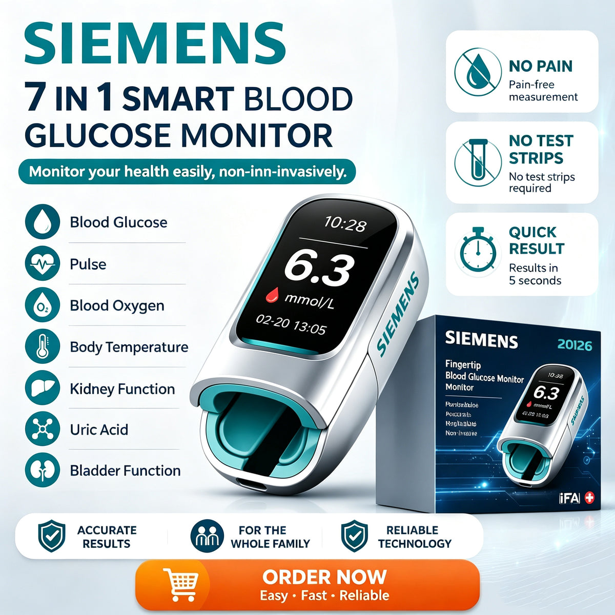 Siemens™ new non-invasive smart blood glucose meter