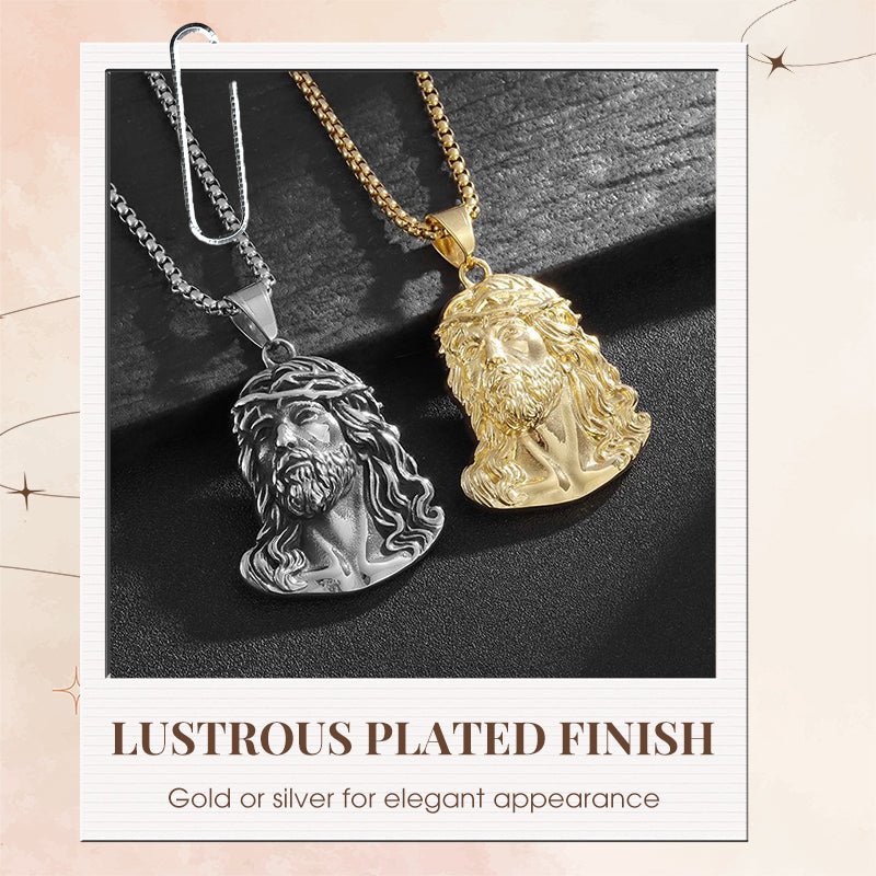 ✝️ BUY 1 GET 1 FREE! ✨ Jesus Head Pendant Necklace - Detailed Sculpture in Silver or Gold Tone (Chain Not Included) 🌟🙏