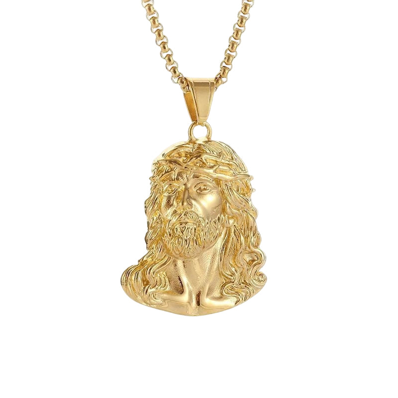 ✝️ BUY 1 GET 1 FREE! ✨ Jesus Head Pendant Necklace - Detailed Sculpture in Silver or Gold Tone (Chain Not Included) 🌟🙏