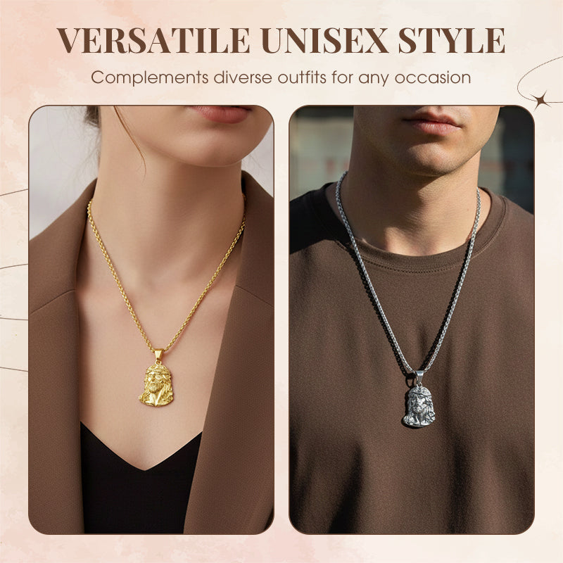 ✝️ BUY 1 GET 1 FREE! ✨ Jesus Head Pendant Necklace - Detailed Sculpture in Silver or Gold Tone (Chain Not Included) 🌟🙏
